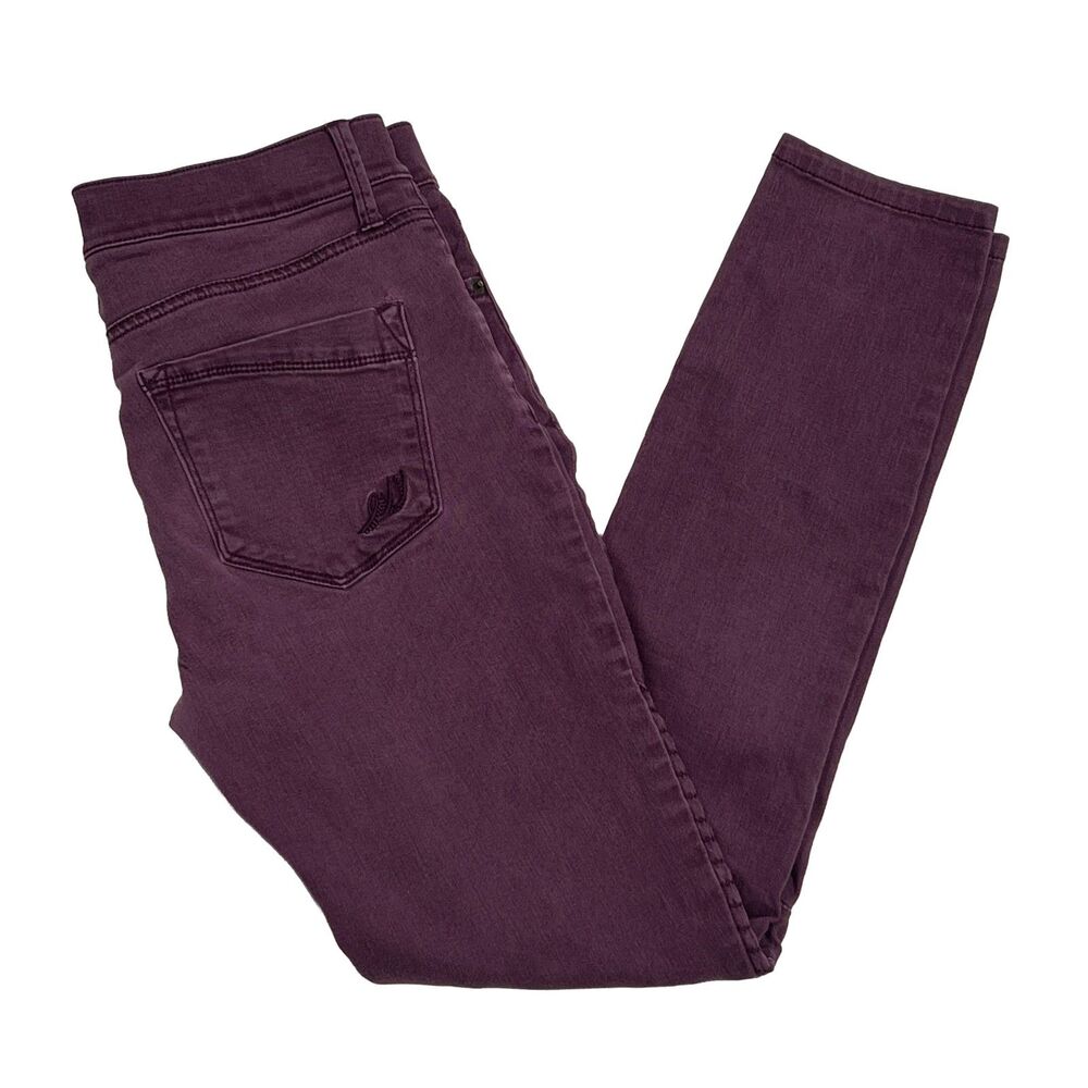 Express Mid Rise Moto Legging Pants Burgundy Womens Size 4 Stretch Skinny - Picture 5 of 8